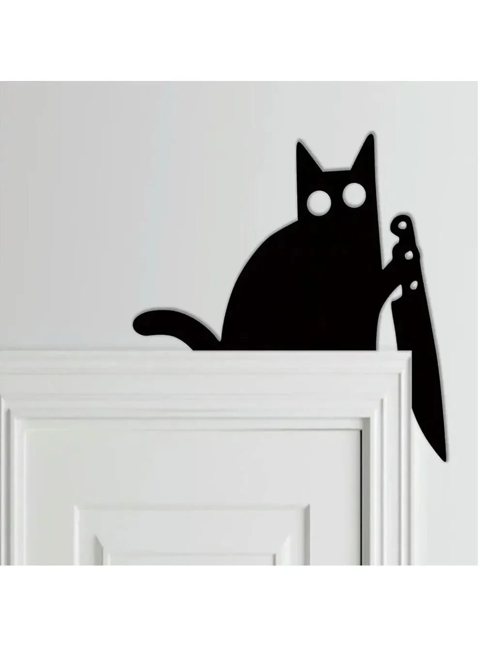 MURDER MITTENS & LAZY ASS CAT DOOR FRAME METAL DECOR SET OF 2